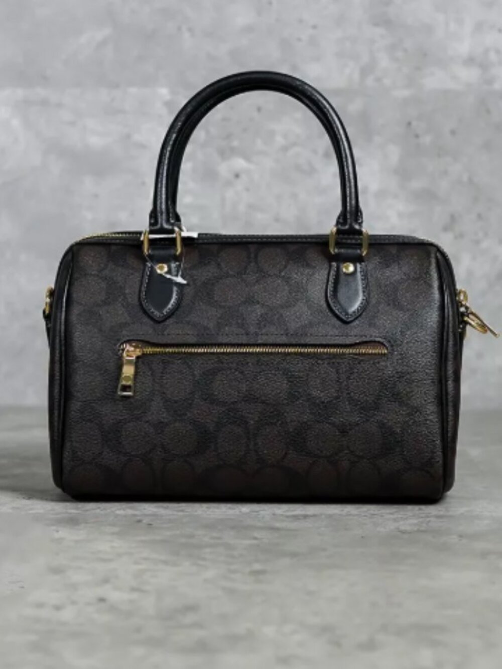 Coach Rowan Large Satchel Crossbody Bag Signature Canvas Walnut /Black - Picture 4 of 4